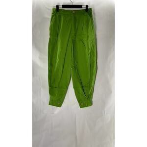 FREE PEOPLE Women's Green Lucia Button Hem Mid-Rise Pleated Harem Trousers SZ 0